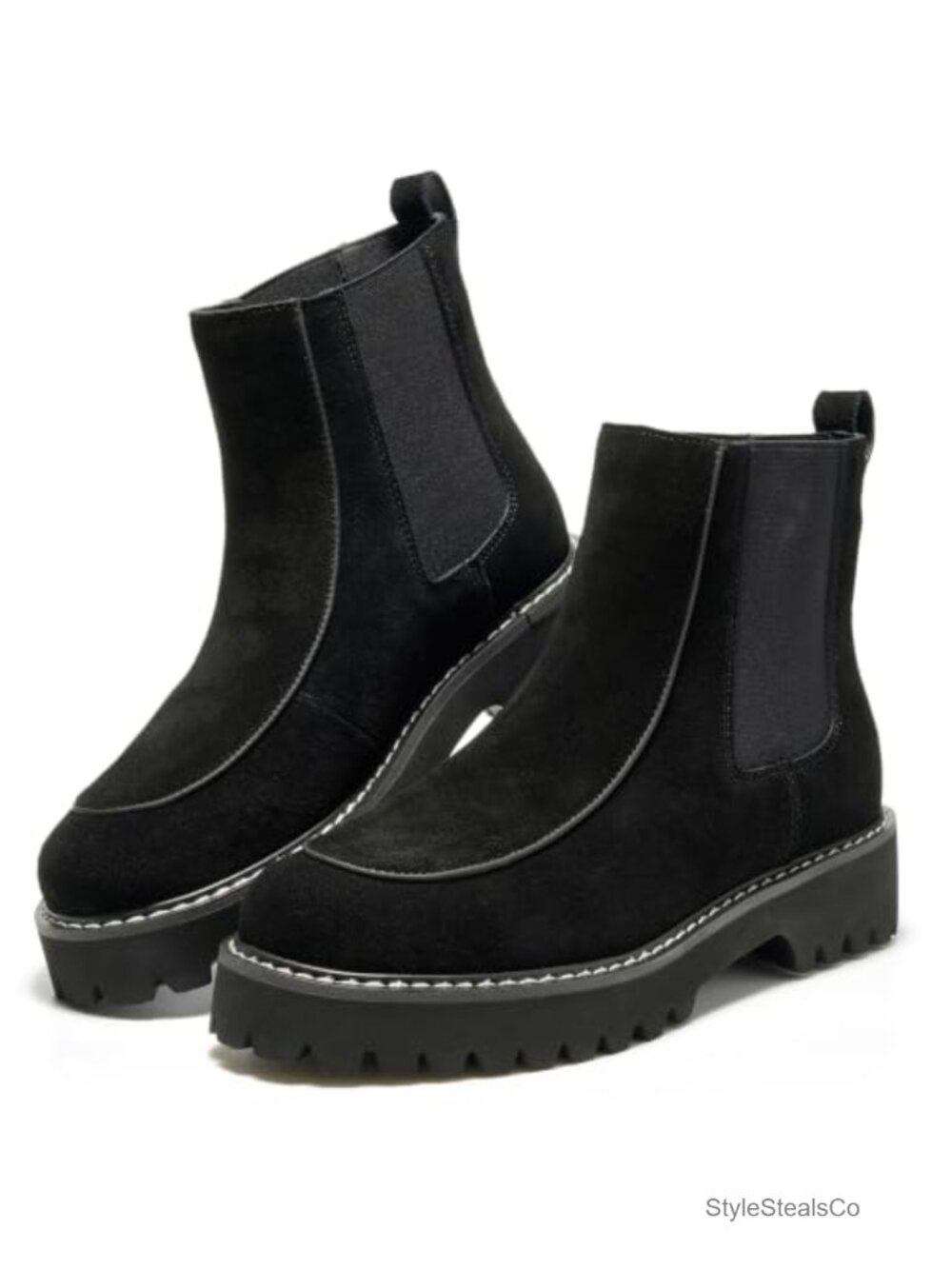 Genuine Leather Chelsea Boots Memory Foam Platform Ankle Booties